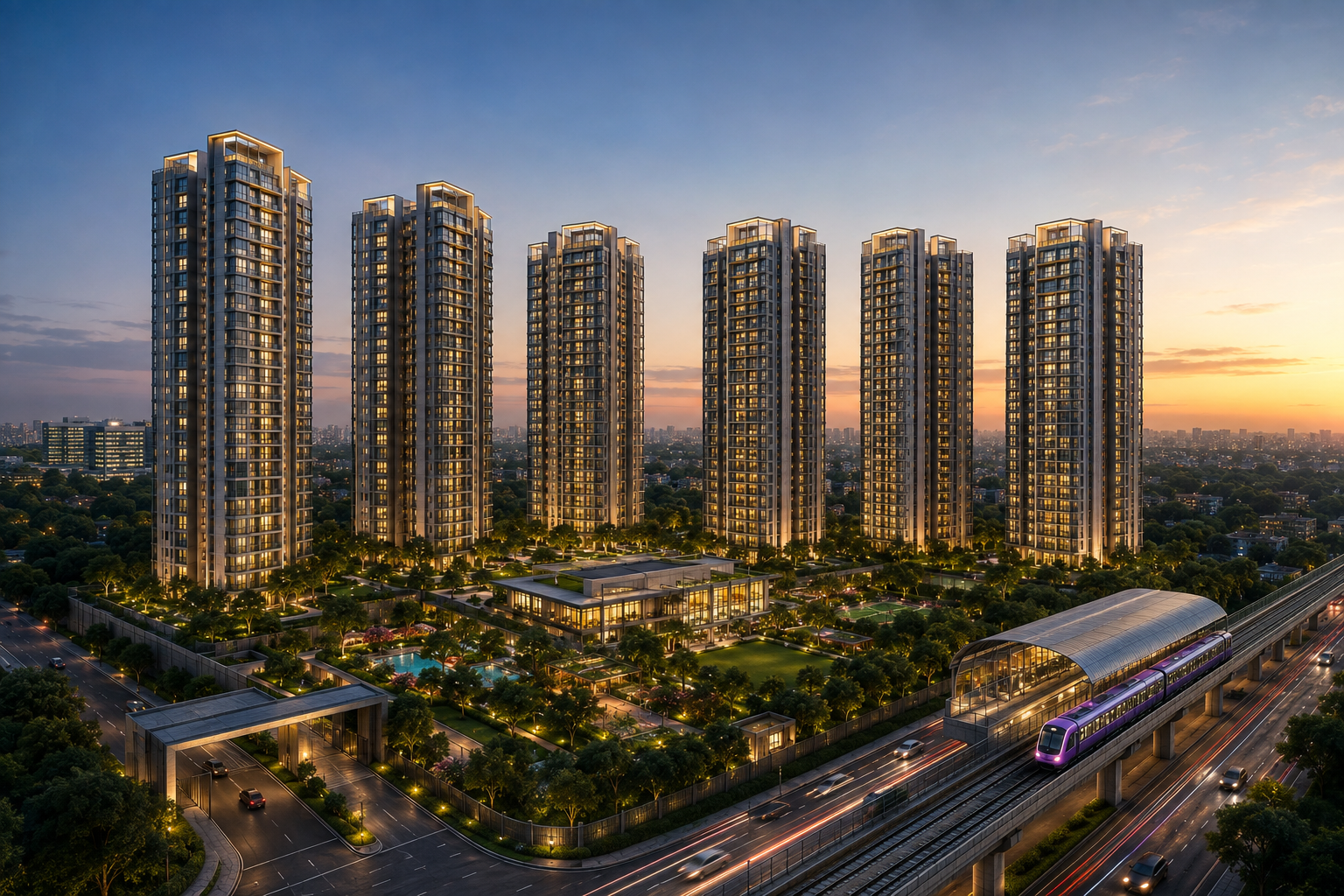 Six premium high-rise towers and landscaped residential precinct